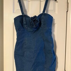 Elegant Blue Denim Midi Dress